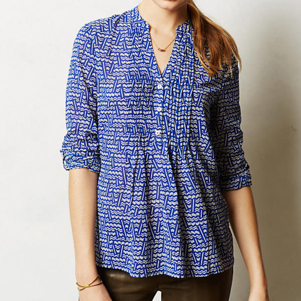 Anthropologie Blue Blouse (like-new)
